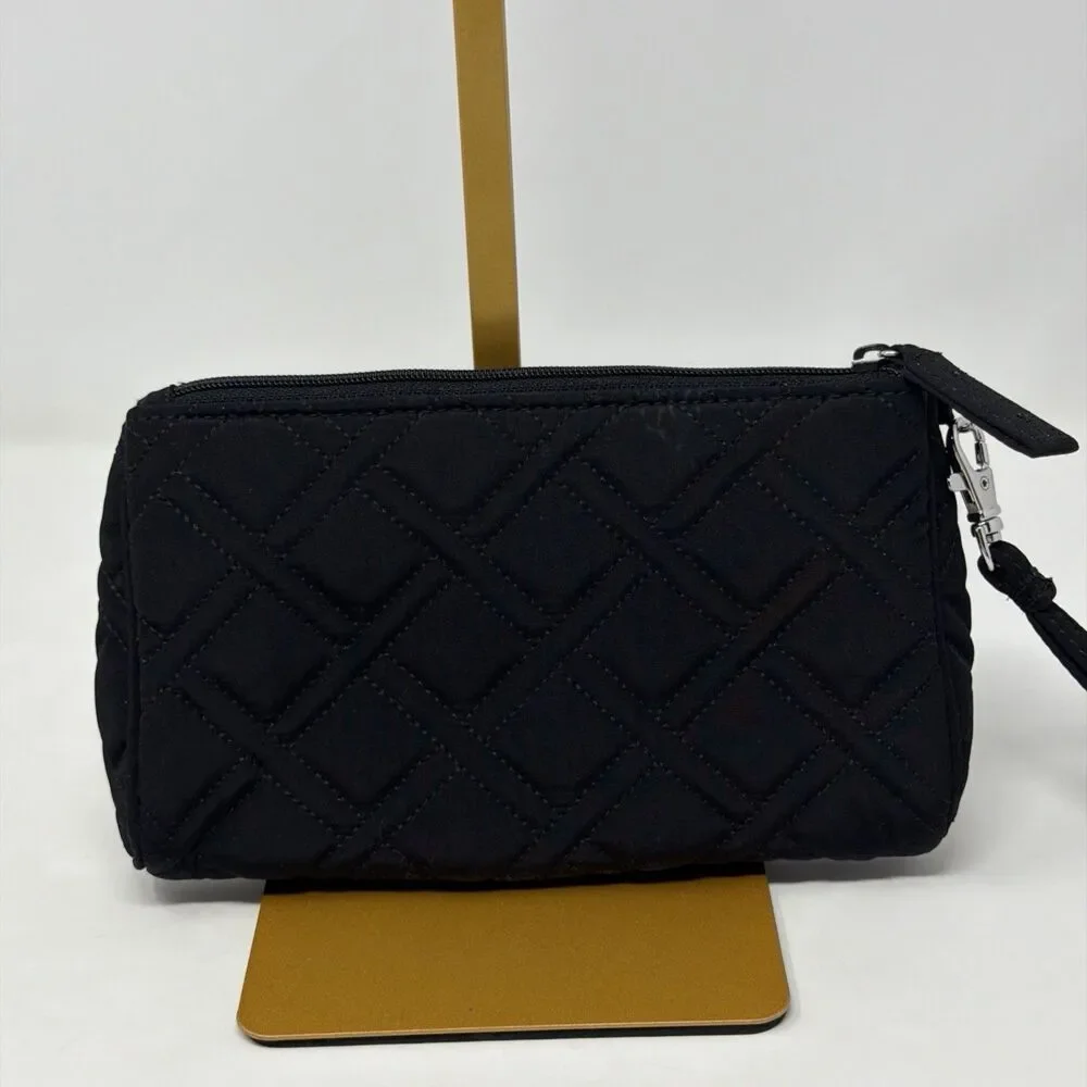 Vera Bradley Black Quilted Turn Lock Wristlet Wallet Clutch Handbag